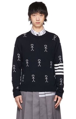 Thom Browne Navy Mr. Thom Icons Sweater