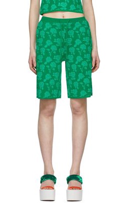 Pushbutton Green Polyester Shorts