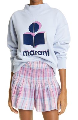 Isabel Marant Etoile Moby Cotton Blend Logo Sweatshirt in Light Blue