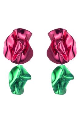 Sterling King Flashback Fold Drop Earrings in Fuchsia - Emerald