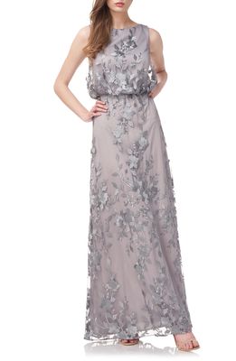 JS Collections Aveline Blouson Gown in Silver