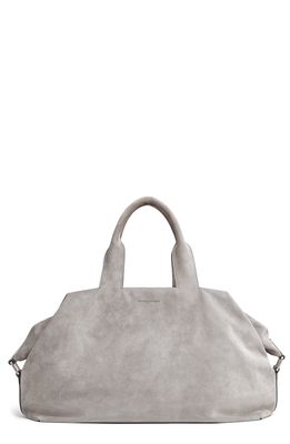ZEGNA Suede Duffle Bag in Light Grey