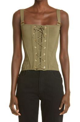 Dion Lee Body-Con Knit Corset Top in Moss