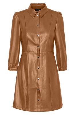 VERO MODA Molly Butter Faux Leather Dress in Tobacco Brown