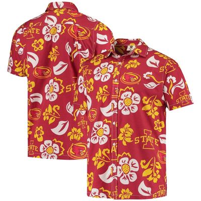 Men's Wes & Willy Cardinal Iowa State Cyclones Floral Button-Up Shirt