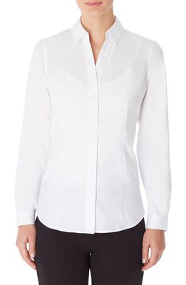 Jones New York Solid Button-Up Cotton Shirt in White