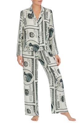 Shady Lady Print Pajamas in Green Money Print