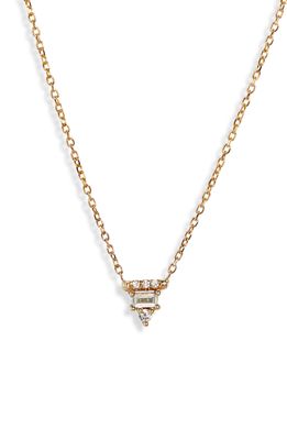 Jennie Kwon Designs Diamond Baguette Bar Necklace in Yellow Gold/Diamond