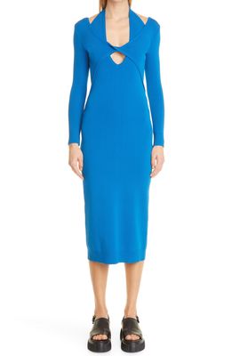MONSE Long Sleeve Cutout Sweater Dress in Azure