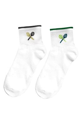 Stems 2-Pack Prep School Ankle Socks in White/Black/Green