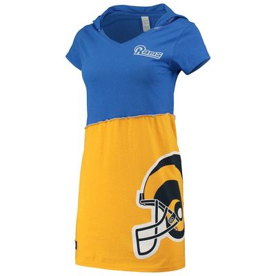 Women's Refried Apparel Royal/Gold Los Angeles Rams Sustainable Hooded Mini Dress