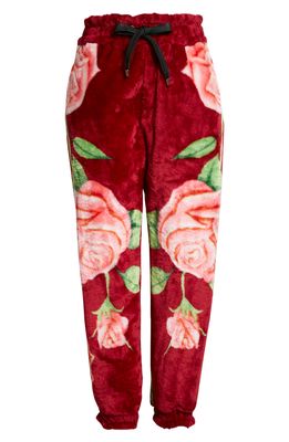 EQUIHUA Unisex Floral Arreglo Joggers in Red/Pink
