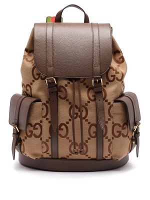 Gucci - GG-jacquard Leather-trimmed Canvas Backpack - Mens - Multi