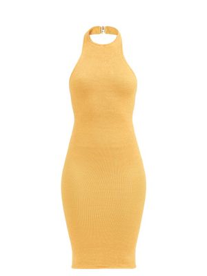 Hunza G - Polly Halterneck Crinkle-knit Dress - Womens - Mid Orange