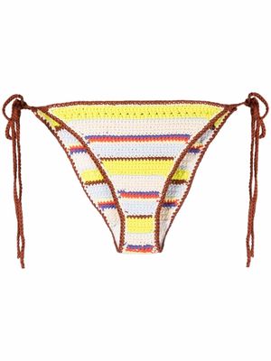 GANNI striped crochet bikini bottoms - Neutrals