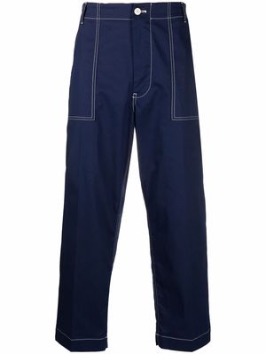 Moncler cropped straight-leg trousers - Blue