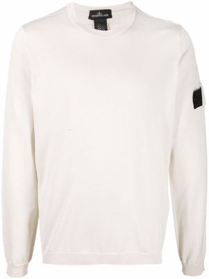 Stone Island Shadow Project logo-patch pointelle-trimmed jumper - Neutrals
