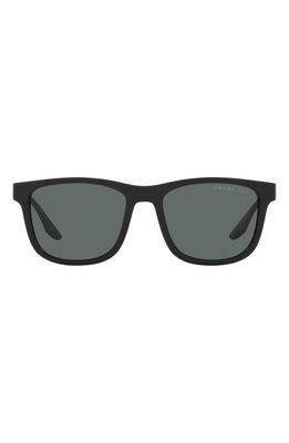 PRADA SPORT 56mm Polarized Square Sunglasses in Black Rubber/black/dark Grey