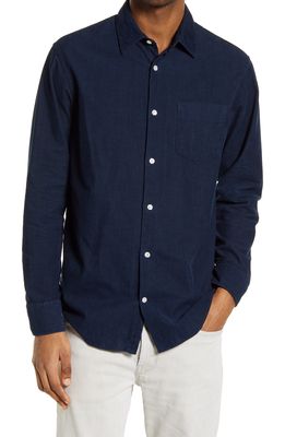NN07 Errico Slim Fit Stripe Button-Up Shirt in Navy Blue