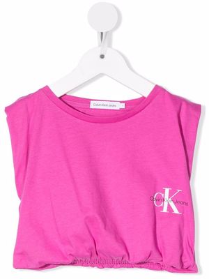 Calvin Klein Kids logo-print cap-sleeve T-shirt - Pink