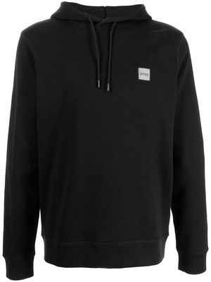 BOSS logo drawstring hoodie - Black