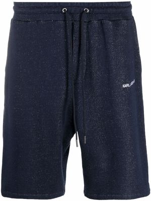 Karl Lagerfeld contrast-pocket cotton track shorts - Blue