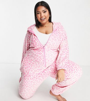 Loungeable Plus all in one with ears in pink leopard