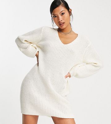 Threadbare Petite Rhiannon slouchy sweater dress in white