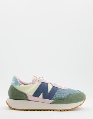 New Balance 237 sneakers in pink and sage color block