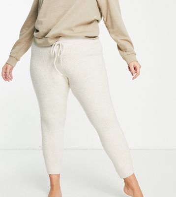 Fashion Union Plus relaxed knitted sweatpants - part of a set-White