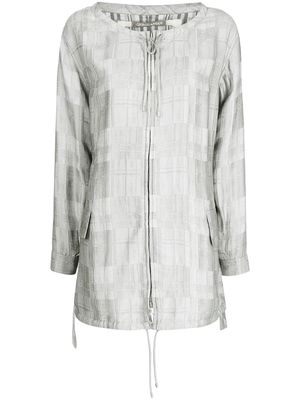 Giorgio Armani jacquard-effect zipped coat - Grey