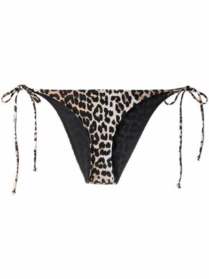 GANNI leopard-print bikini bottoms - Neutrals