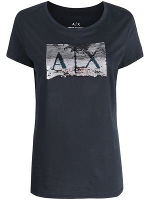 Armani Exchange sequin-embellished logo T-shirt - Blue