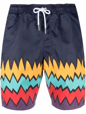Missoni abstract-print drawstring-waist swim shorts - Blue