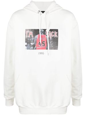 Throwback. graphic print drawstring hoodie - White