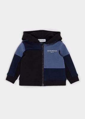 Boy's Colorblock Zip Jersey Hooded Jacket, Size 12M-36M