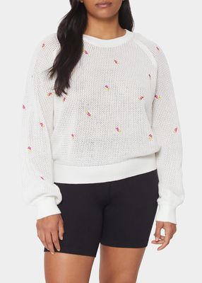 Airy Mesh Floral Embroidered Sweater