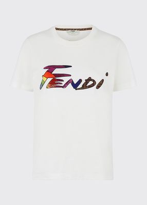 Brushed Logo Sequin-Embellished T-Shirt