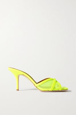Malone Souliers - Perla 70 Neon Leather And Mesh Mules - Yellow