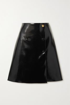Versace - Embellished Coated-wool Skirt - Black