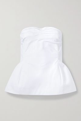 Khaite - Blanche Strapless Cotton-twill Peplum Top - White