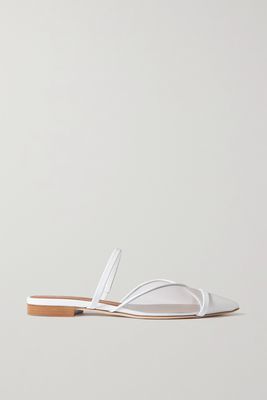 Malone Souliers - Clio Leather And Mesh Point-toe Flats - White