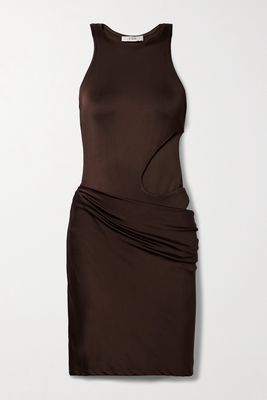 Et Ochs - Skylar Layered Cutout Satin-jersey Mini Dress - Brown