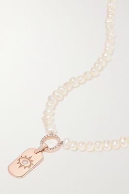 Diane Kordas - Evil Eye 14-karat Rose Gold, Pearl And Diamond Necklace - one size