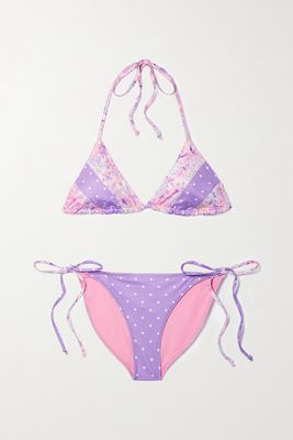 LoveShackFancy - Harbor Printed Triangle Bikini - Purple