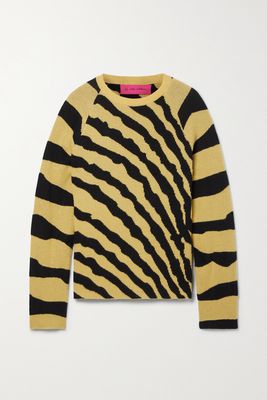 The Elder Statesman - Tiger Oversized Jacquard-knit Cashmere Sweater - Yellow