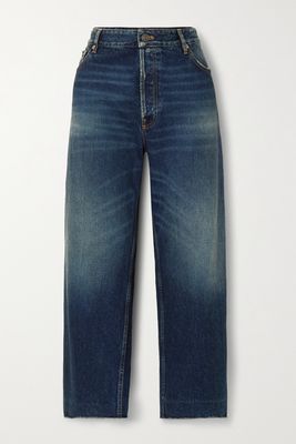 Balenciaga - Cropped Distressed High-rise Straight-leg Jeans - Blue