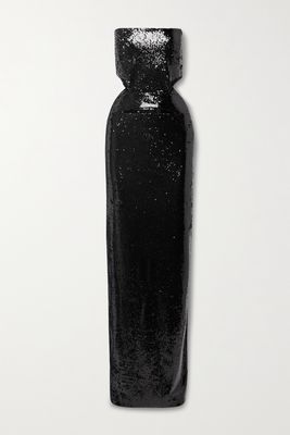 Et Ochs - Ava Strapless Cutout Sequined Satin Gown - Black