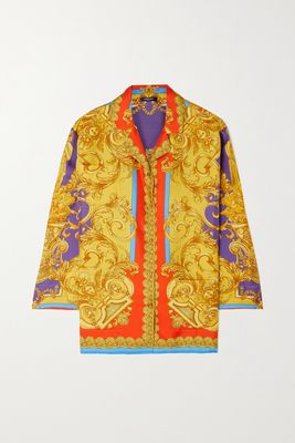 Versace - Printed Silk-twill Shirt - Yellow
