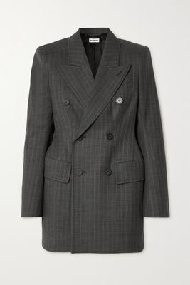 Balenciaga - Hourglass Double-breasted Prince Of Wales Checked Wool Blazer - Gray